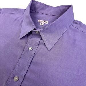 Merona Dress Shirt Men's XL Purple Long Sleeve Cotton Oxford Casual